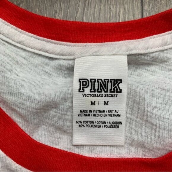 Pink Victoria's Secret Pink Logo Graphic Tee T-shirt Short Sleeve Red Medium - Picture 12 of 14